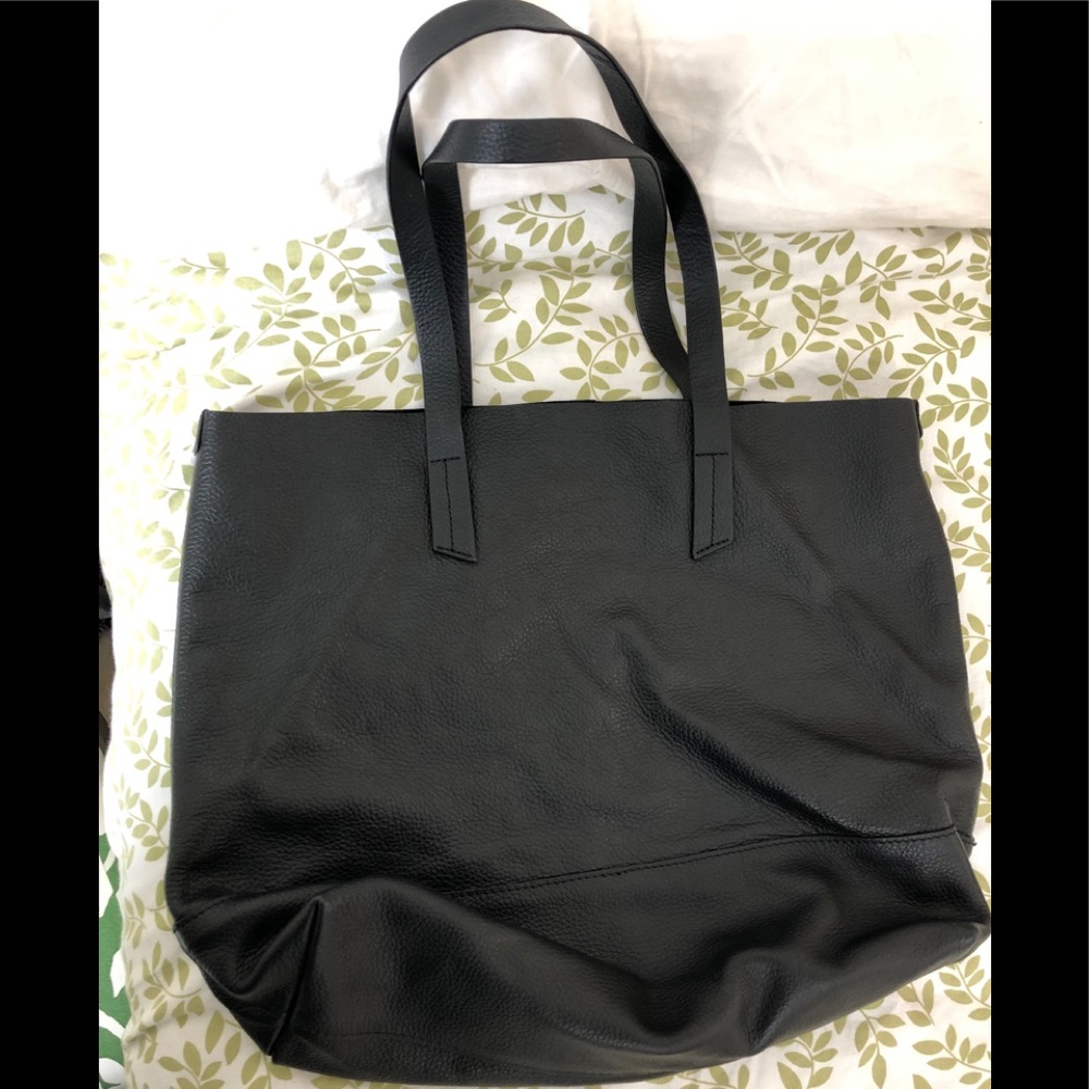 Poverty Flats Black Leather Catch All Tote